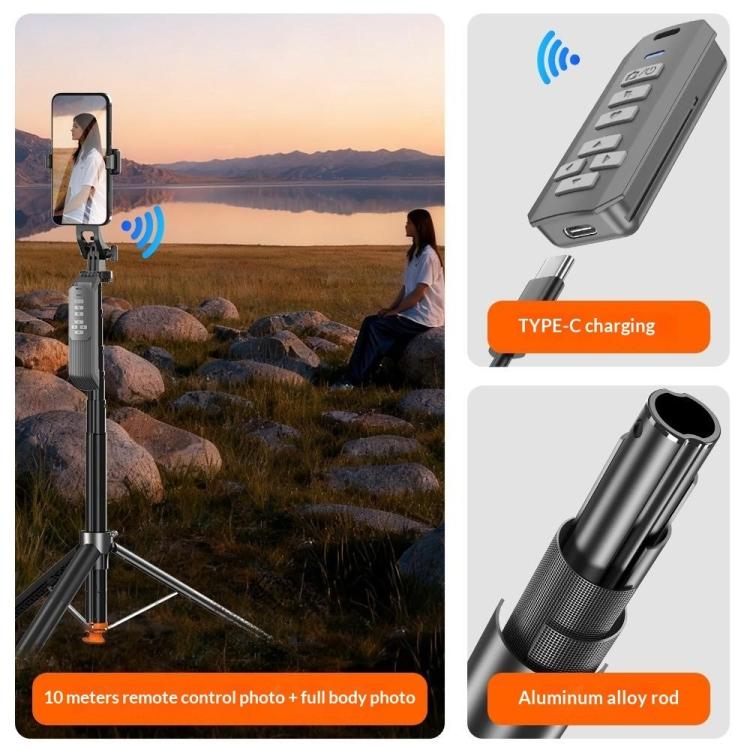 Trípode para teléfono con control remoto Bluetooth T02TK, rotación de 360 grados, palo selfie.