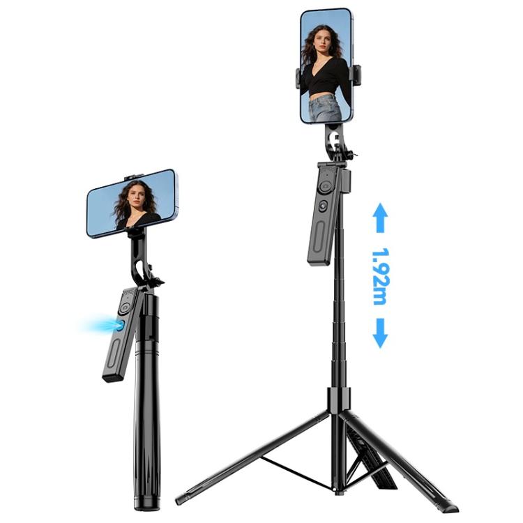 F01 Para transmisión en vivo, soporte telescópico con trípode y seguimiento facial inteligente mediante IA, palo selfie con estabilizador de 192 cm.