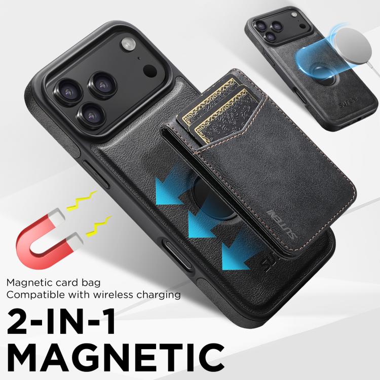 Funda para teléfono Suteni G1S5 2 en 1 con abrebotellas magnético desmontable, tarjetero y parte trasera de piel de vaca., For iPhone 17 Pro Max, For iPhone 17 Pro, For iPhone 17, For iPhone Air, For iPhone 16 Pro Max, For iPhone 16 Pro                ...