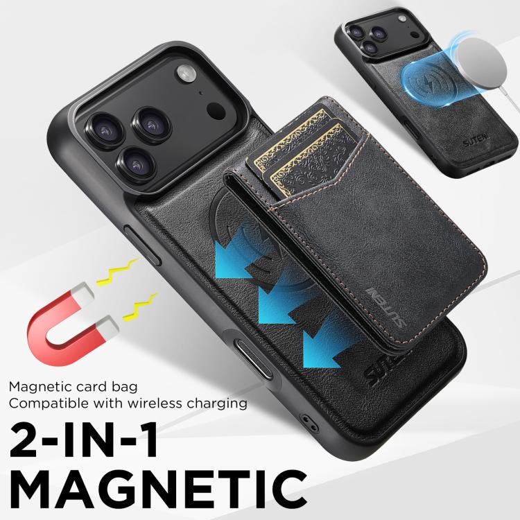 Funda para teléfono Suteni G5S5 2 en 1 con abrebotellas magnético desmontable, tarjetero y parte trasera de piel de vaca., For iPhone 13 Pro Max, For iPhone 13 Pro, For iPhone 13, For iPhone 12 Pro Max, For iPhone 12 / 12 Pro