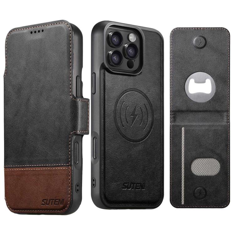 Funda para teléfono Suteni Q06S5 3 en 1 con abrebotellas desmontable, tarjetero, cierre magnético superior e inferior, fabricada en piel vegana., For iPhone 13 Pro Max, For iPhone 13 Pro, For iPhone 13, For iPhone 12, For iPhone 12 Pro Max             ...