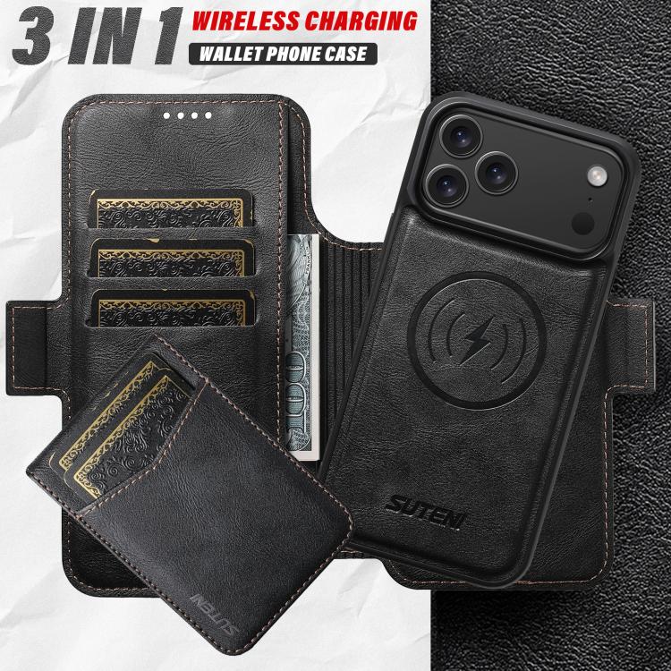 Funda para teléfono Suteni Q06S5 3 en 1 con abrebotellas desmontable, tarjetero, cierre magnético superior e inferior, fabricada en piel vegana., For iPhone 13 Pro Max, For iPhone 13 Pro, For iPhone 13, For iPhone 12, For iPhone 12 Pro Max             ...