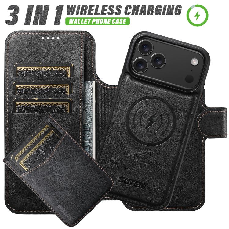 Funda para teléfono Suteni Q05S5 3 en 1 con abridor de botellas desmontable, tarjetero magnético, piel de vacuno y piel vegana., For iPhone 13 Pro Max, For iPhone 13 Pro, For iPhone 13, For iPhone 12, For iPhone 12 Pro Max, For iPhone 12 Pro