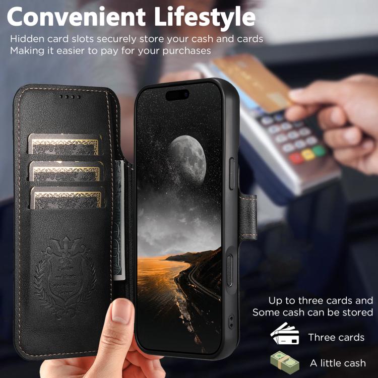 Funda para teléfono Suteni Q05S5 3 en 1 con abridor de botellas desmontable, tarjetero magnético, piel de vacuno y piel vegana., For iPhone 13 Pro Max, For iPhone 13 Pro, For iPhone 13, For iPhone 12, For iPhone 12 Pro Max, For iPhone 12 Pro