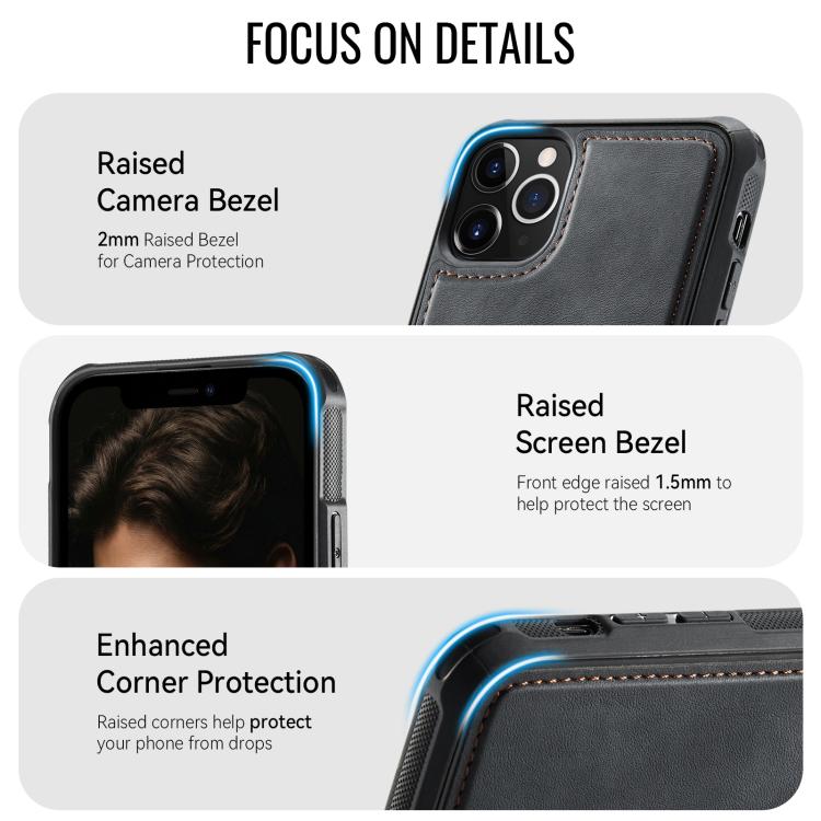 Funda trasera magnética de piel vegana para teléfono CaseMe Serie C69, For iPhone 11 Pro Max, For iPhone 11, For iPhone 11 Pro, For iPhone 17e /16e, For iPhone 15 Plus / 14 Plus, For iPhone 12 / 12 Pro