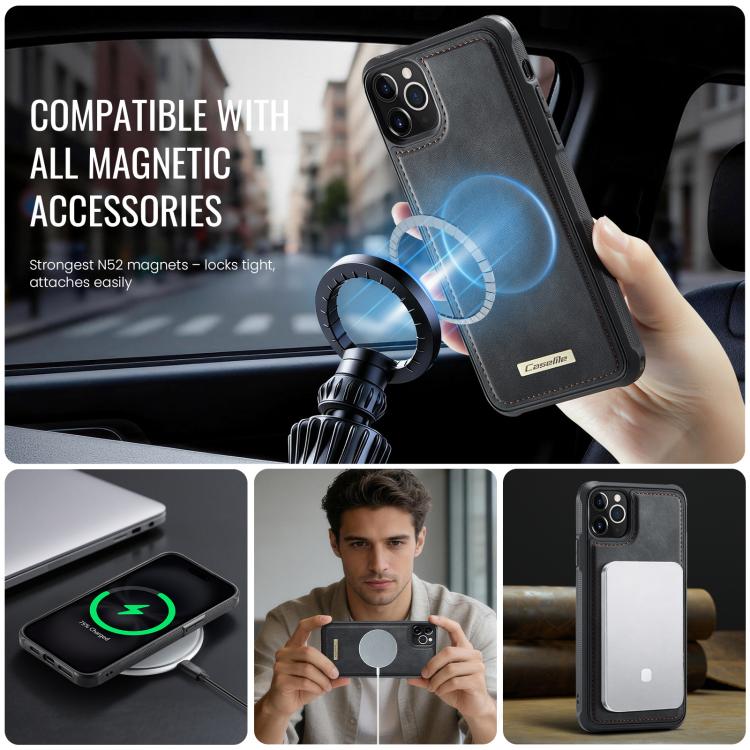 Funda trasera magnética de piel vegana para teléfono CaseMe Serie C69, For iPhone 11 Pro Max, For iPhone 11, For iPhone 11 Pro, For iPhone 17e /16e, For iPhone 15 Plus / 14 Plus, For iPhone 12 / 12 Pro