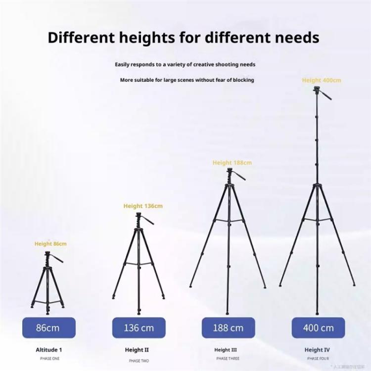 Trípode profesional extensible YUNTENG VCT-4000 para cámaras DSLR, teléfonos y vídeos, 400 cm., VCT-4000