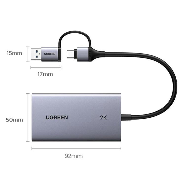 Tarjeta de captura de vídeo UGREEN CM726-25773 con salida de bucle 4K HD USB A / USB C 2 en 1 2K / 30Hz