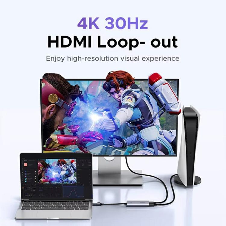 Tarjeta de captura de vídeo UGREEN CM726-25773 con salida de bucle 4K HD USB A / USB C 2 en 1 2K / 30Hz