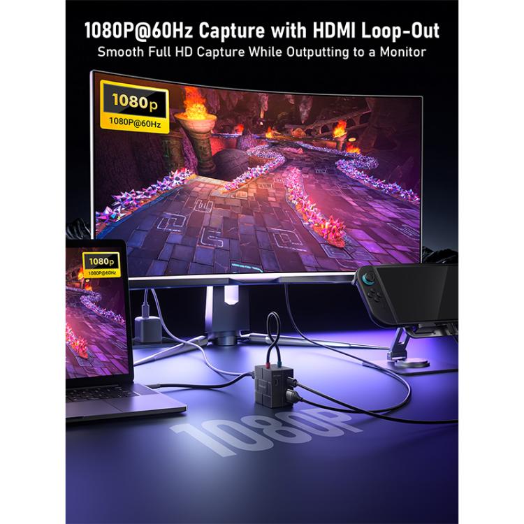 Tarjeta de captura Lemorele AC12 Mini HDMI, salida en bucle de baja latencia tipo C, Plug and Play., AC12