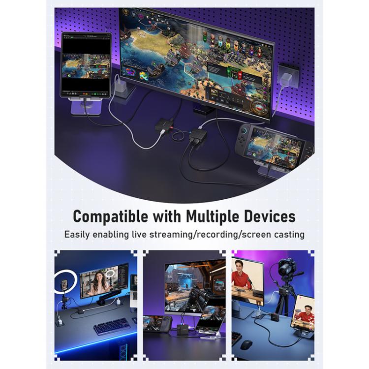 Tarjeta de captura Lemorele AC12 Mini HDMI, salida en bucle de baja latencia tipo C, Plug and Play., AC12