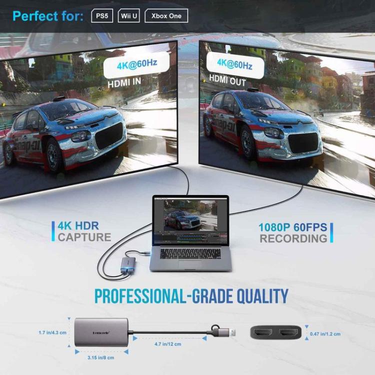 Tarjeta de captura HDMI Lemorele AC02L 4K 1080P 60FPS con latencia ultrabaja para transmisión en vivo, AC02L