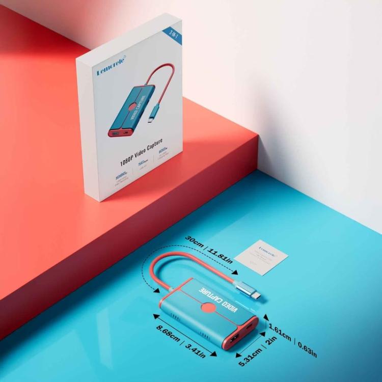 Adaptador de captura de vídeo HDMI 4K Lemorele AC08 para grabación de juegos en directo, AC08(black), AC08(Lake Blue)