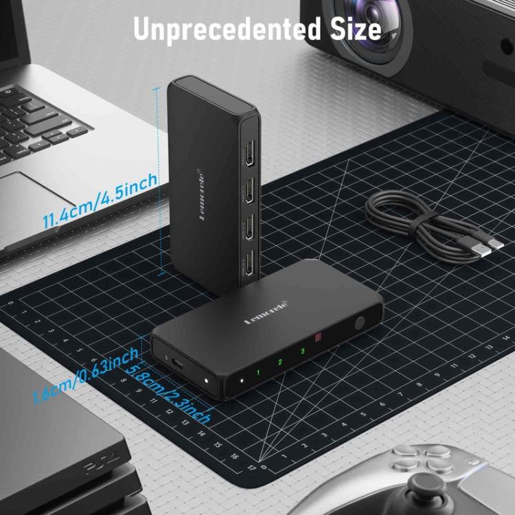 Conmutador HDMI Lemorele G99 3 entradas 1 salida 4K 60Hz HDR HDCP2.2 con control remoto IR