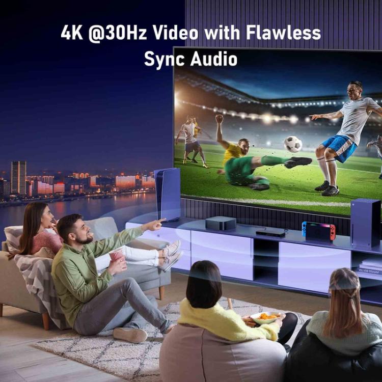 Conmutador HDMI Lemorele G96 de 5 entradas y 1 salida, conmutador de vídeo HD 4K con mando a distancia IR para consolas de videojuegos y cine en casa.