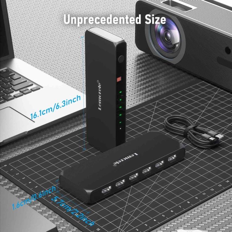 Conmutador HDMI Lemorele G96 de 5 entradas y 1 salida, conmutador de vídeo HD 4K con mando a distancia IR para consolas de videojuegos y cine en casa.