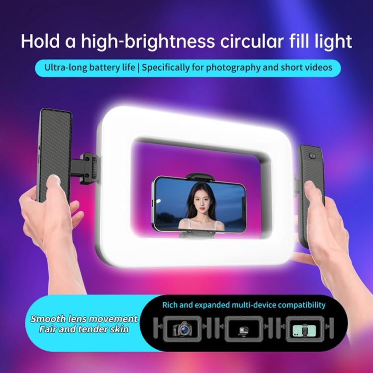 K03 Soporte para control remoto de teléfono Bluetooth, luz anular portátil con 3 temperaturas de color LED de relleno