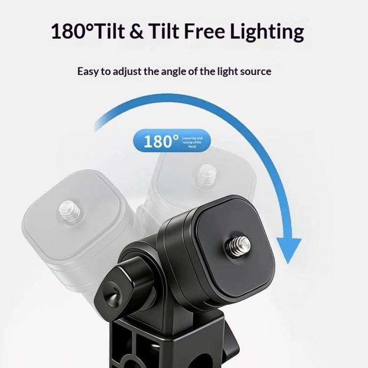 Y079 Luz de relleno para teléfono móvil, soporte giratorio de 180 grados, soporte para zapata fría con tornillo de 1/4
