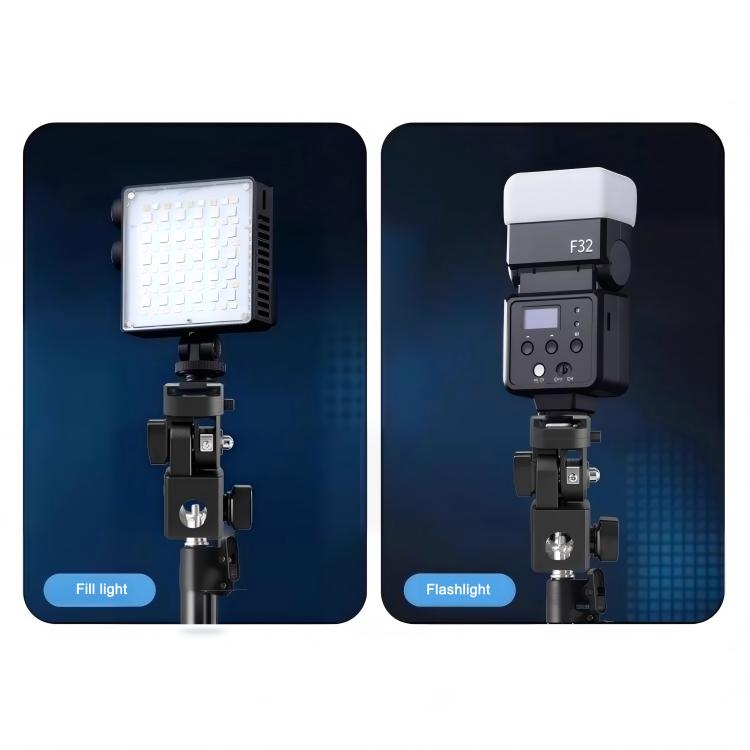 Y079 Luz de relleno para teléfono móvil, soporte giratorio de 180 grados, soporte para zapata fría con tornillo de 1/4