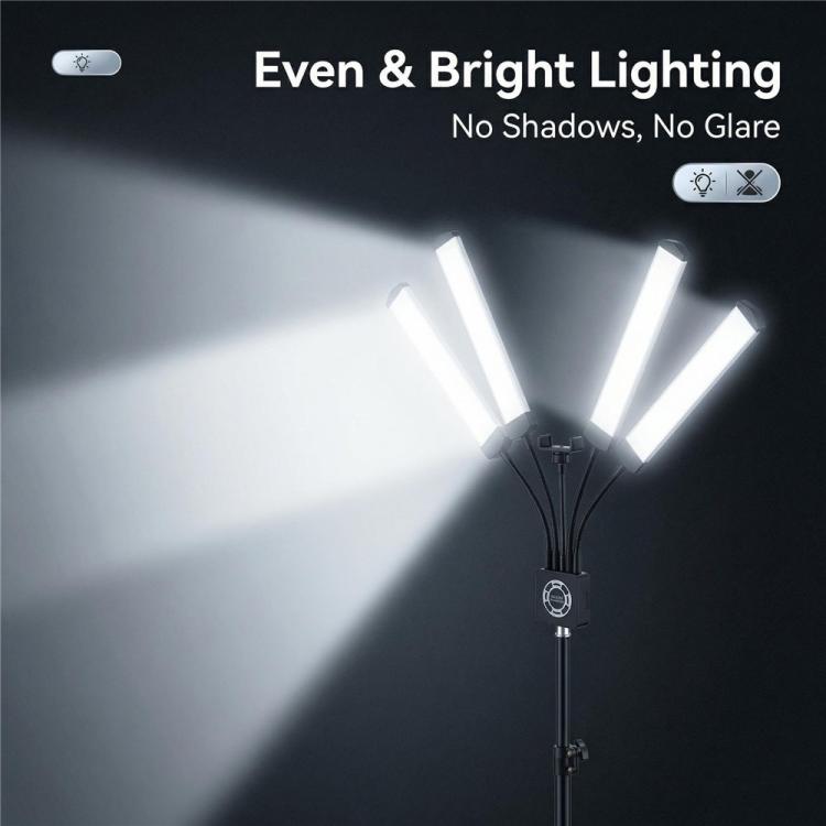 HD-150XJ 3200K-5600K Adjustable Remote Control 65W LED Photography Light 4-Arm Fill Light, US Plug, EU Plug, UK Plug, AU Plug