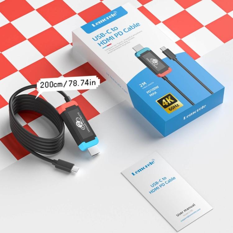 Adaptador multipuerto HDMI 4K Lemorele L100 con puerto USB tipo C y estación de acoplamiento con carga PD