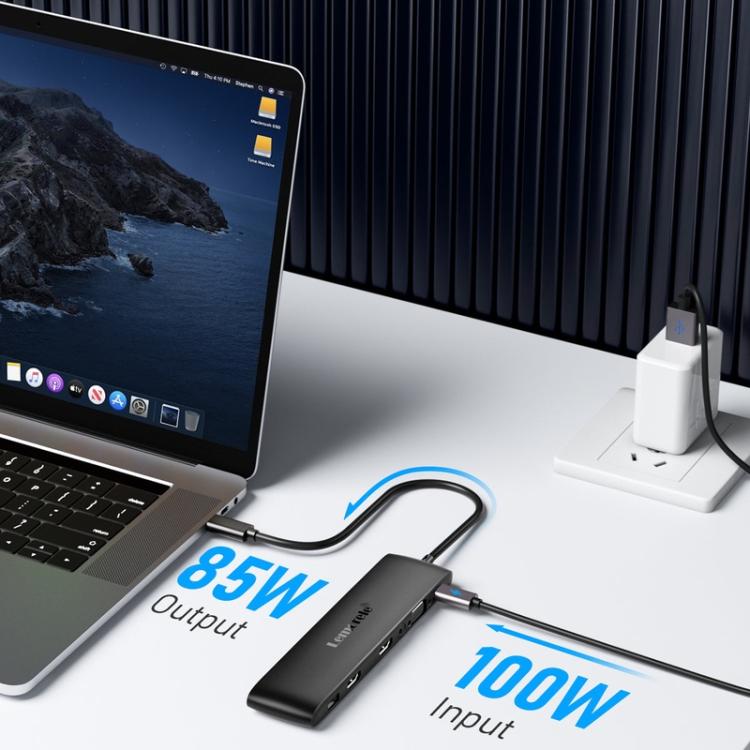 Estación de acoplamiento Lemorele TC97 Tipo-C Gigabit Ethernet 4K HDMI PD con concentrador de carga