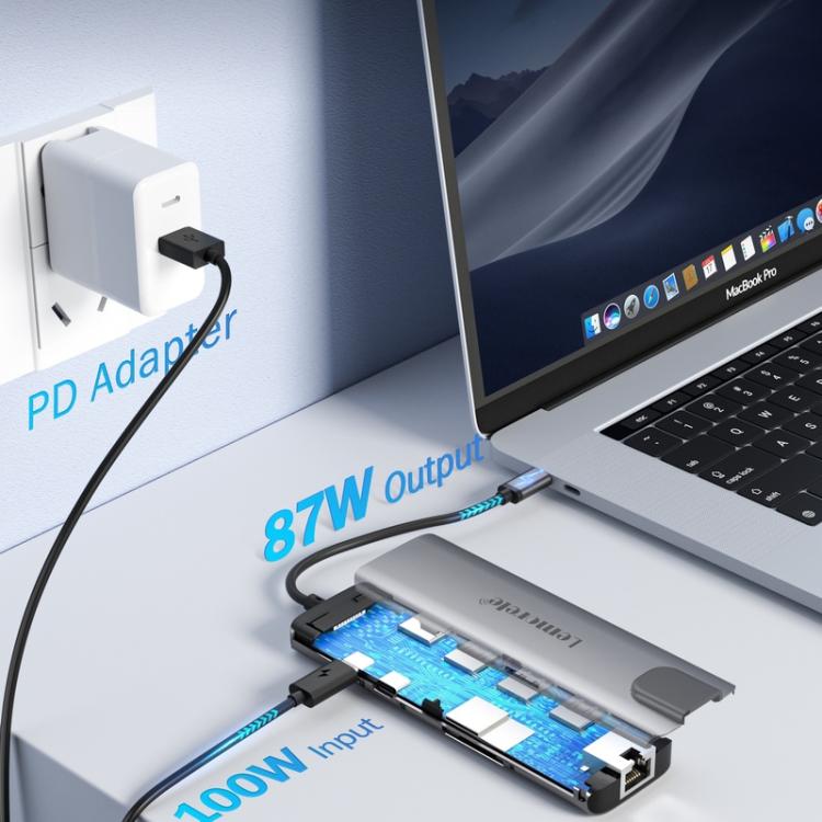 Estación de acoplamiento Lemorele TC39 9 en 1 con HDMI, Ethernet y conector PD de 100 W para portátil.