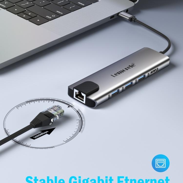 Estación de acoplamiento Lemorele TC39 9 en 1 con HDMI, Ethernet y conector PD de 100 W para portátil.