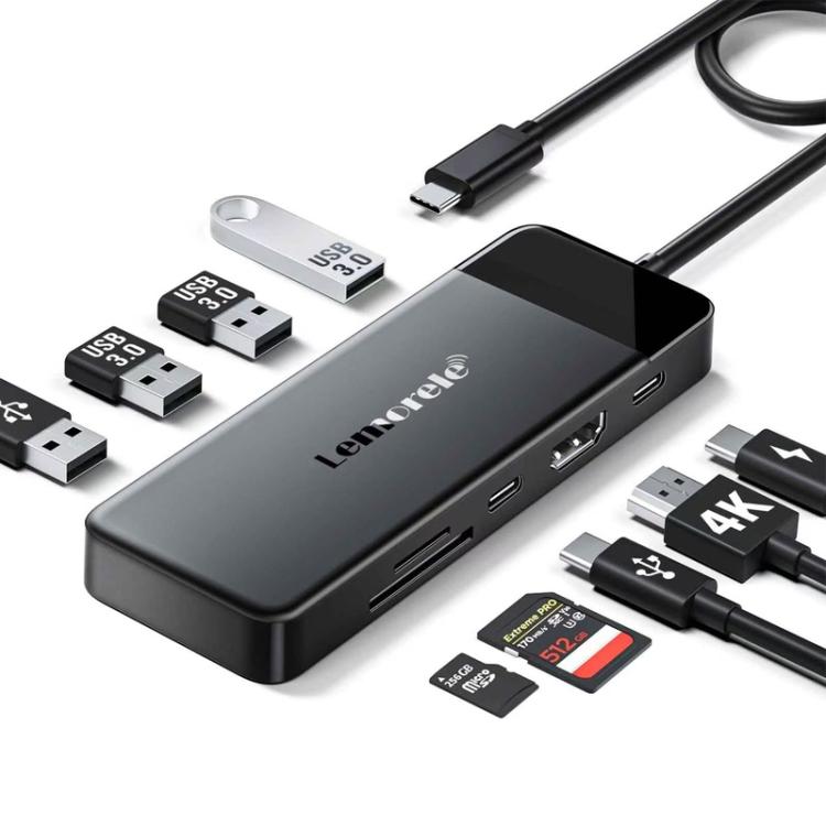 Estación de acoplamiento Lemorele TC92 9 en 1 con pantalla 4K, Ethernet y conector portátil PD de 100 W