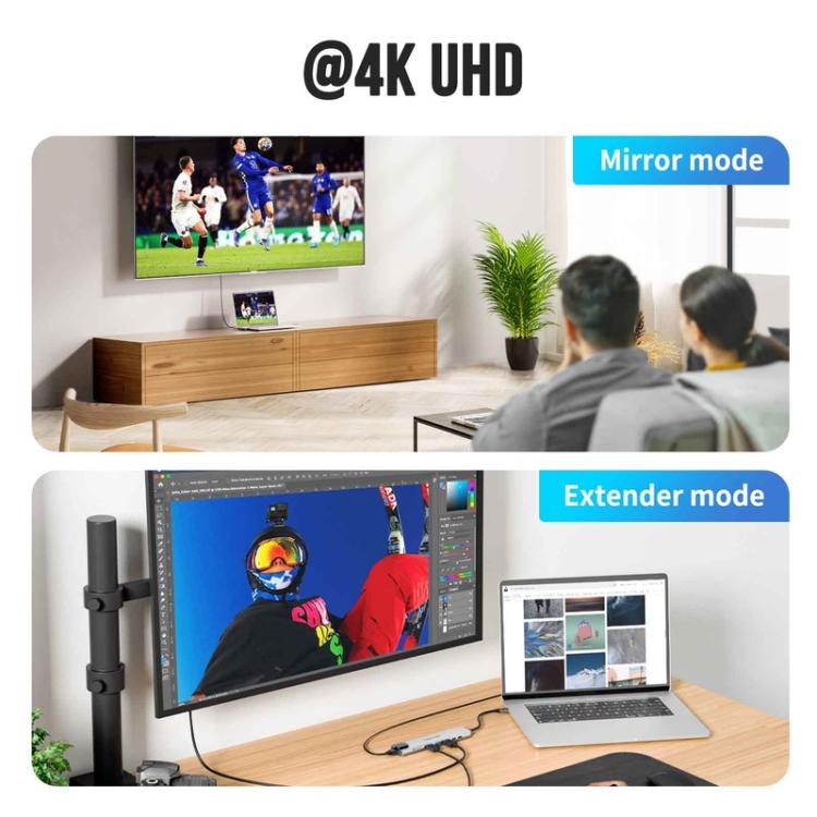 Estación de acoplamiento Lemorele TC19L Plus 8 en 1 con pantalla 4K, Ethernet y adaptador PD de 100 W.