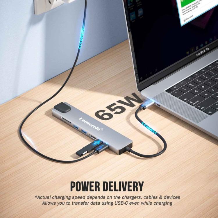 Estación de acoplamiento Lemorele TC19L Plus 8 en 1 con pantalla 4K, Ethernet y adaptador PD de 100 W.
