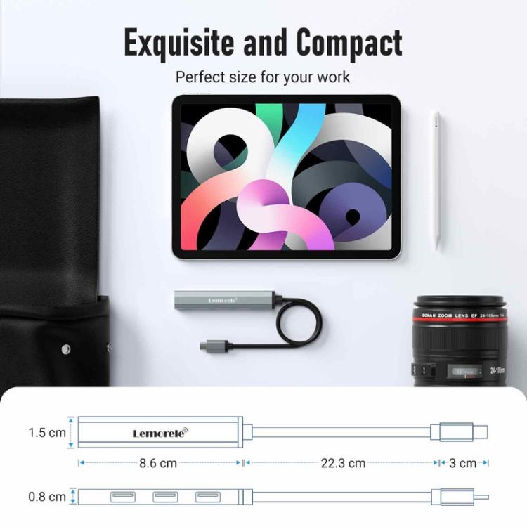 Estación de acoplamiento Lemorele TC57 4 en 1 con pantalla 4K y adaptador portátil de 100 W PD para portátil.