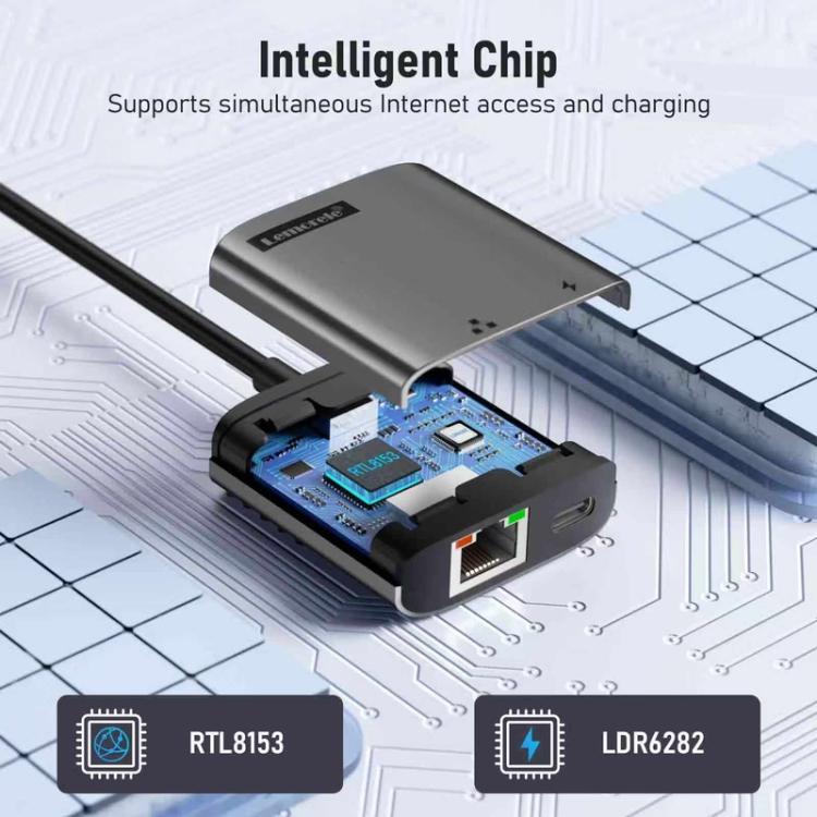 Adaptador periférico para portátil Lemorele TC35 con puerto USB-C de alta velocidad para expansión de puertos y transferencia de archivos.