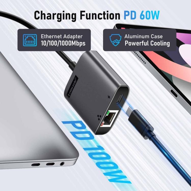 Adaptador periférico para portátil Lemorele TC35 con puerto USB-C de alta velocidad para expansión de puertos y transferencia de archivos.