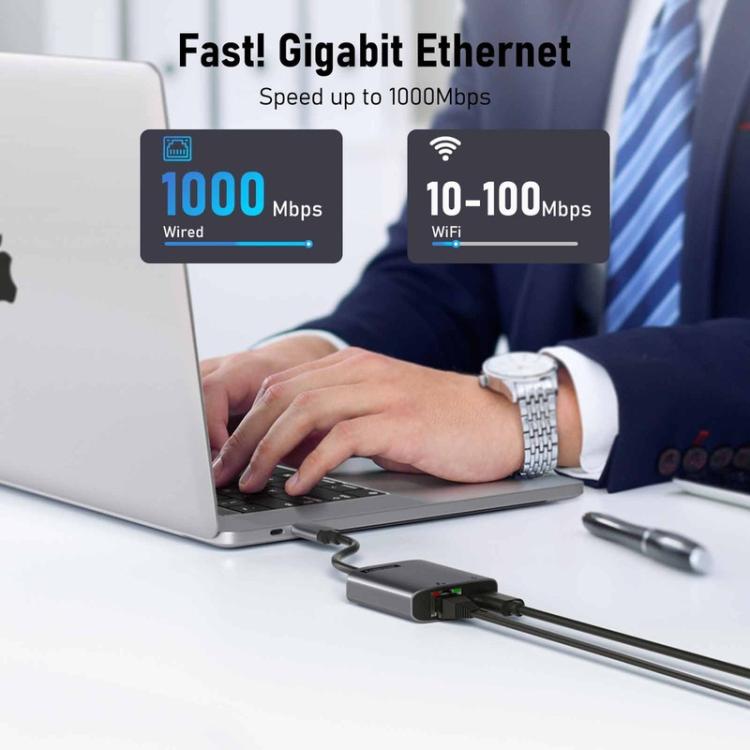 Adaptador periférico para portátil Lemorele TC35 con puerto USB-C de alta velocidad para expansión de puertos y transferencia de archivos.