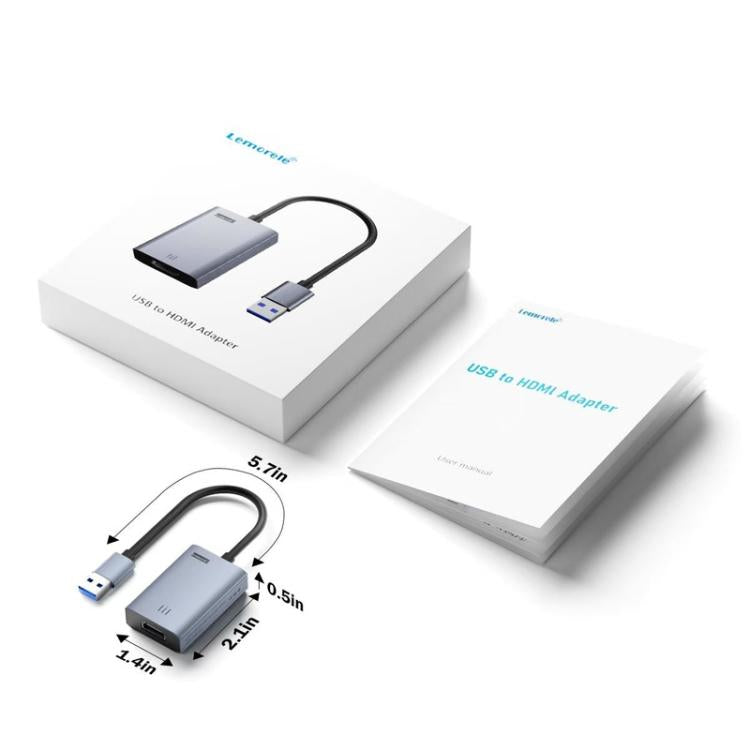 Adaptador USB a HDMI Lemorele LC06 Plus para duplicación de pantalla de portátil, monitor y proyector.