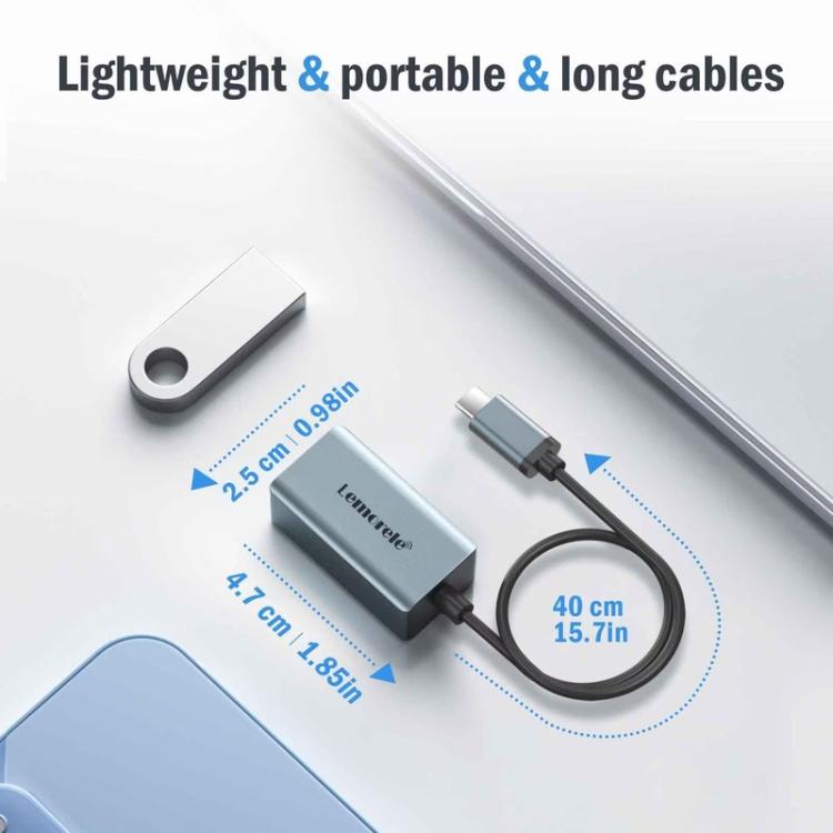 Hub Gigabit Ethernet tipo C Lemorele TC48 con doble salida HDMI y múltiples puertos para portátil