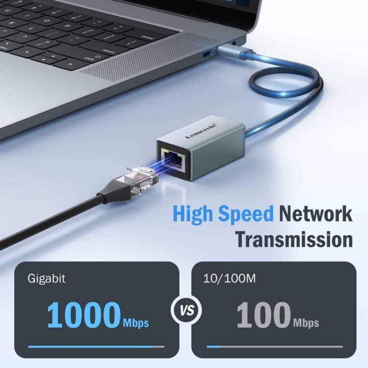 Hub Gigabit Ethernet tipo C Lemorele TC48 con doble salida HDMI y múltiples puertos para portátil