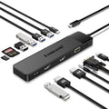 Adaptador multipuerto Lemorele TC200 13 en 1 con estación de acoplamiento USB-C a HDMI y VGA.