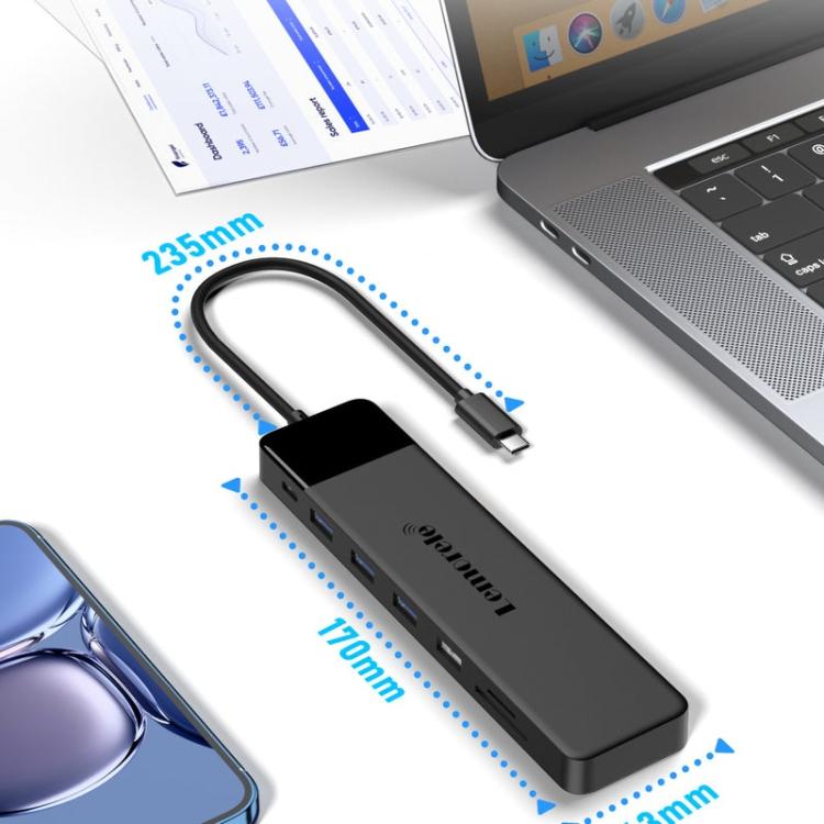 Adaptador multipuerto Lemorele TC200 13 en 1 con estación de acoplamiento USB-C a HDMI y VGA.