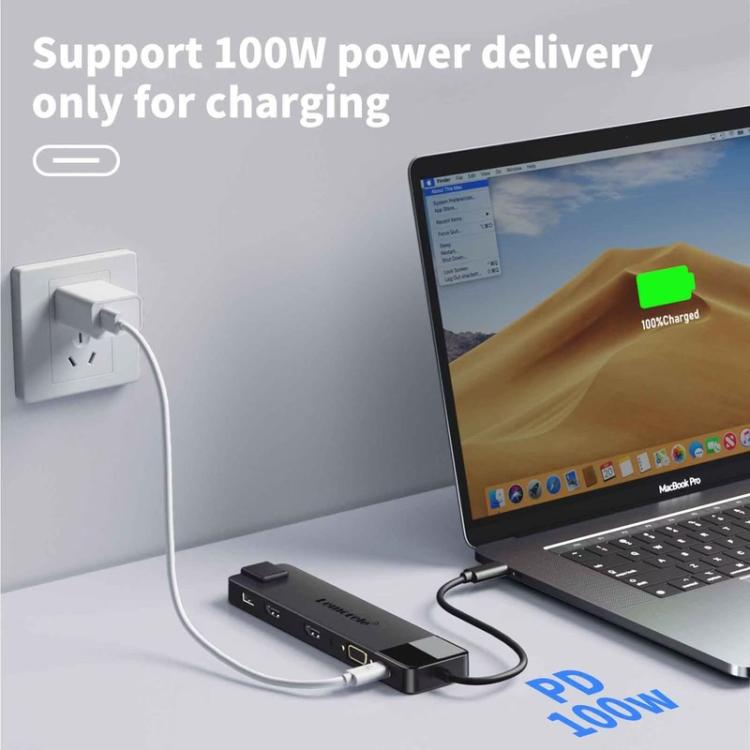 Estación de acoplamiento Lemorele TC100 13 en 1 con puerto USB tipo C y adaptador de carga Gigabit PD compatible con HDMI.