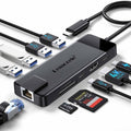 Estación de acoplamiento Lemorele TC93 10 en 1 con puerto USB tipo C y adaptador de carga Gigabit PD compatible con HDMI.