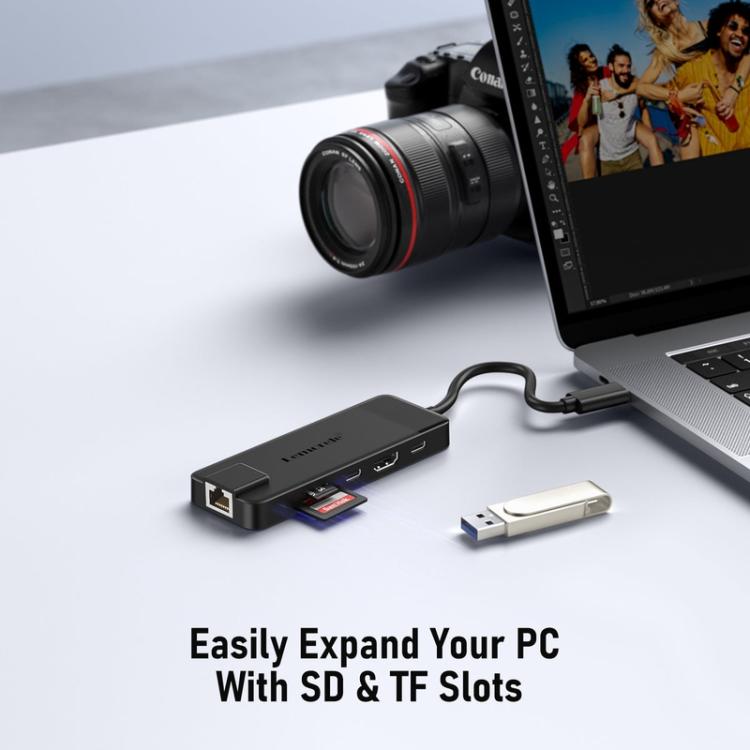 Estación de acoplamiento Lemorele TC93 10 en 1 con puerto USB tipo C y adaptador de carga Gigabit PD compatible con HDMI.