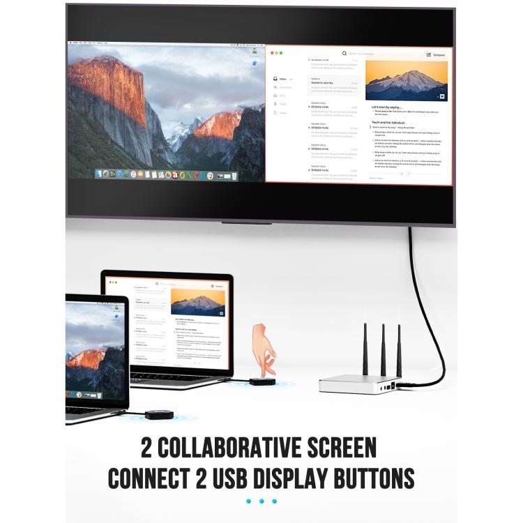 Transmisor inalámbrico Lemorele K12U USB compatible con HDMI con un solo clic para presentaciones