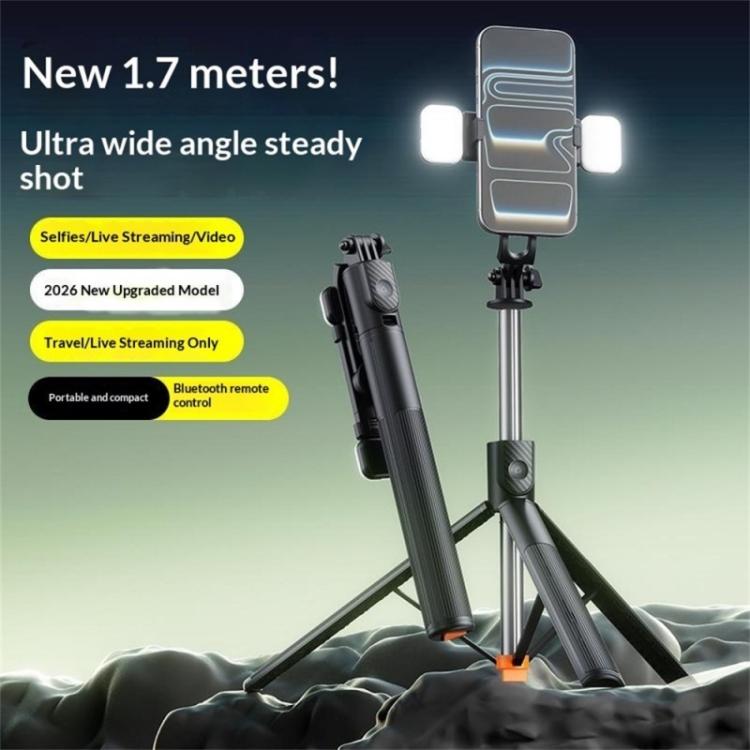 X5SE Portable Live Streaming Phone Stand 1.7m Extension Bluetooth Remote Control Selfie Stick Tripod, X5SE