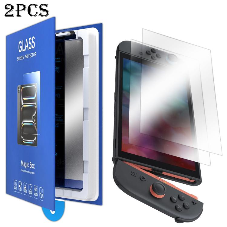 2 unidades de caja de libros, cámara libre de polvo, consola de juegos instantánea de alta definición, libre de polvo, protector de pantalla de vidrio templado, For Nintendo Switch 2