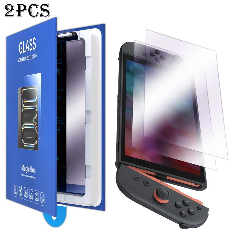 2 unidades de caja de libros, cámara libre de polvo, luz púrpura, consola de juegos instantánea libre de polvo, protector de pantalla de vidrio templado, For Nintendo Switch 2