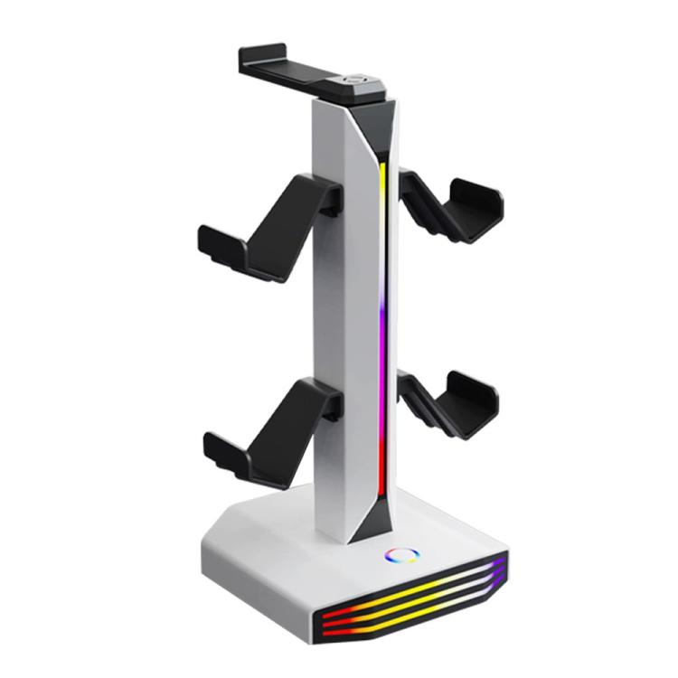 8006 puertos de carga USB, soporte para controlador de juegos RGB giratorio de 360 grados, soporte para auriculares