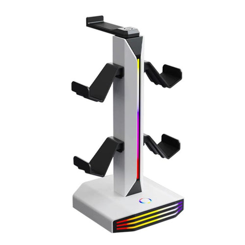 8006 puertos de carga USB, soporte para controlador de juegos RGB giratorio de 360 grados, soporte para auriculares