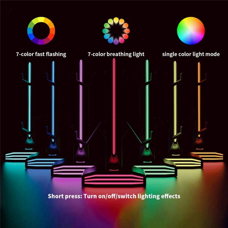 8006 puertos de carga USB, soporte para controlador de juegos RGB giratorio de 360 grados, soporte para auriculares
